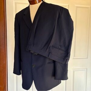 Emanuel Ungaro Pure Wool Men’s Suit 3 Button Blazer Navy‎ Panta 36x35”
